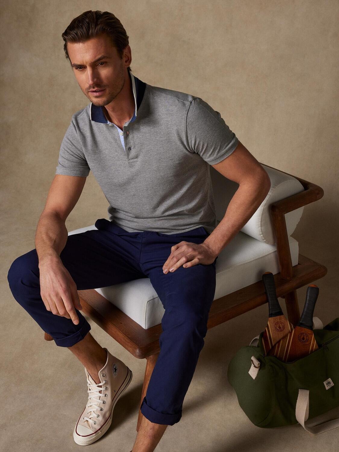 Stanley polo in gevlekt grijs piqu&eacute;