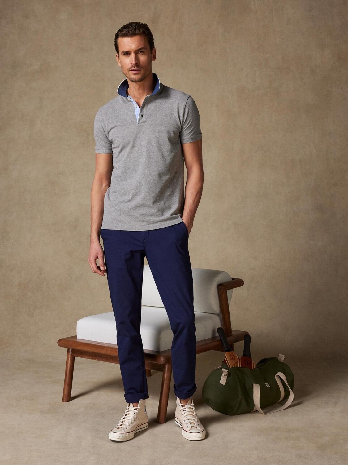 Stanley polo in gevlekt grijs piqu&eacute;