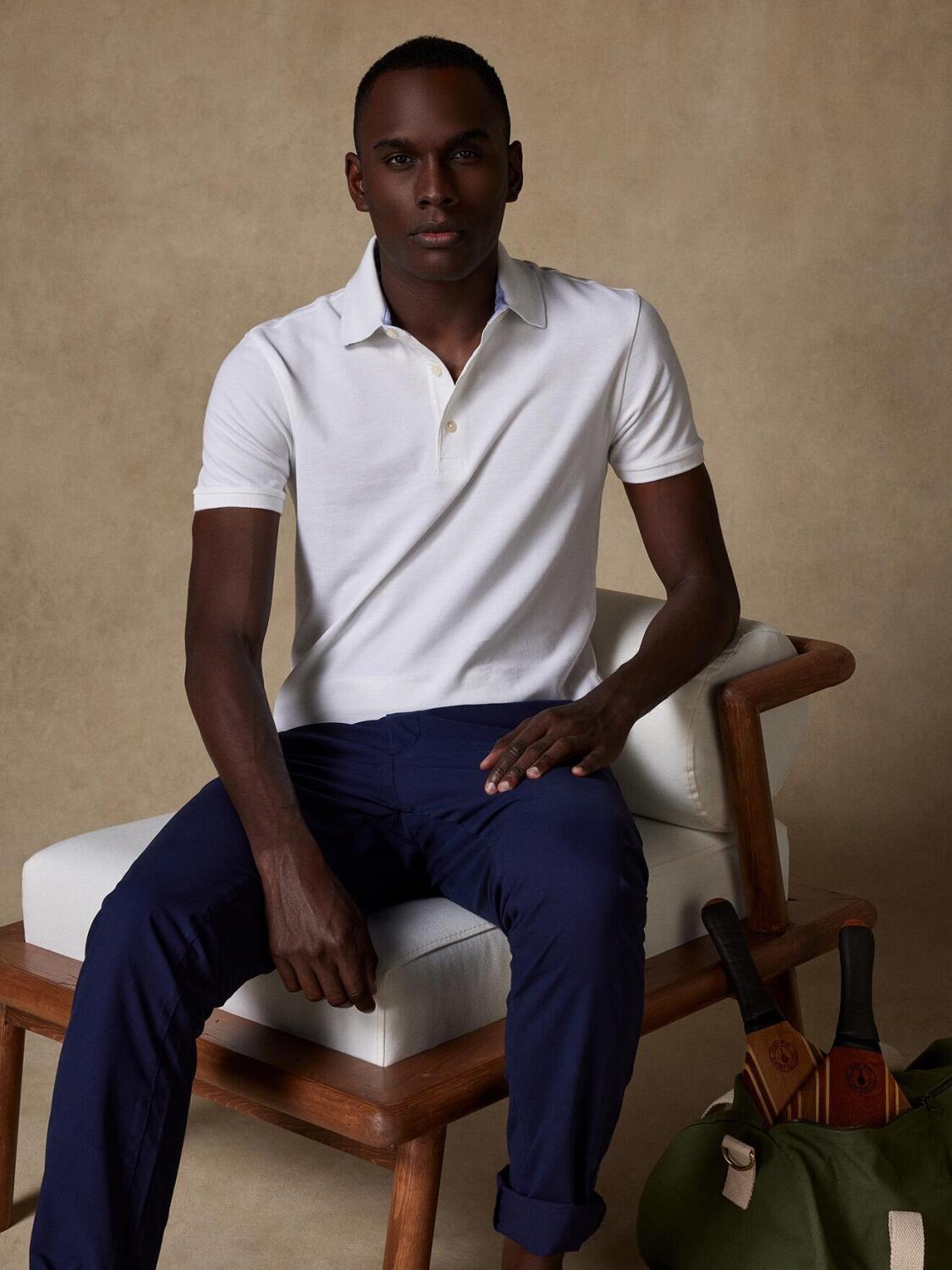 Polo Steve en piqué blanc