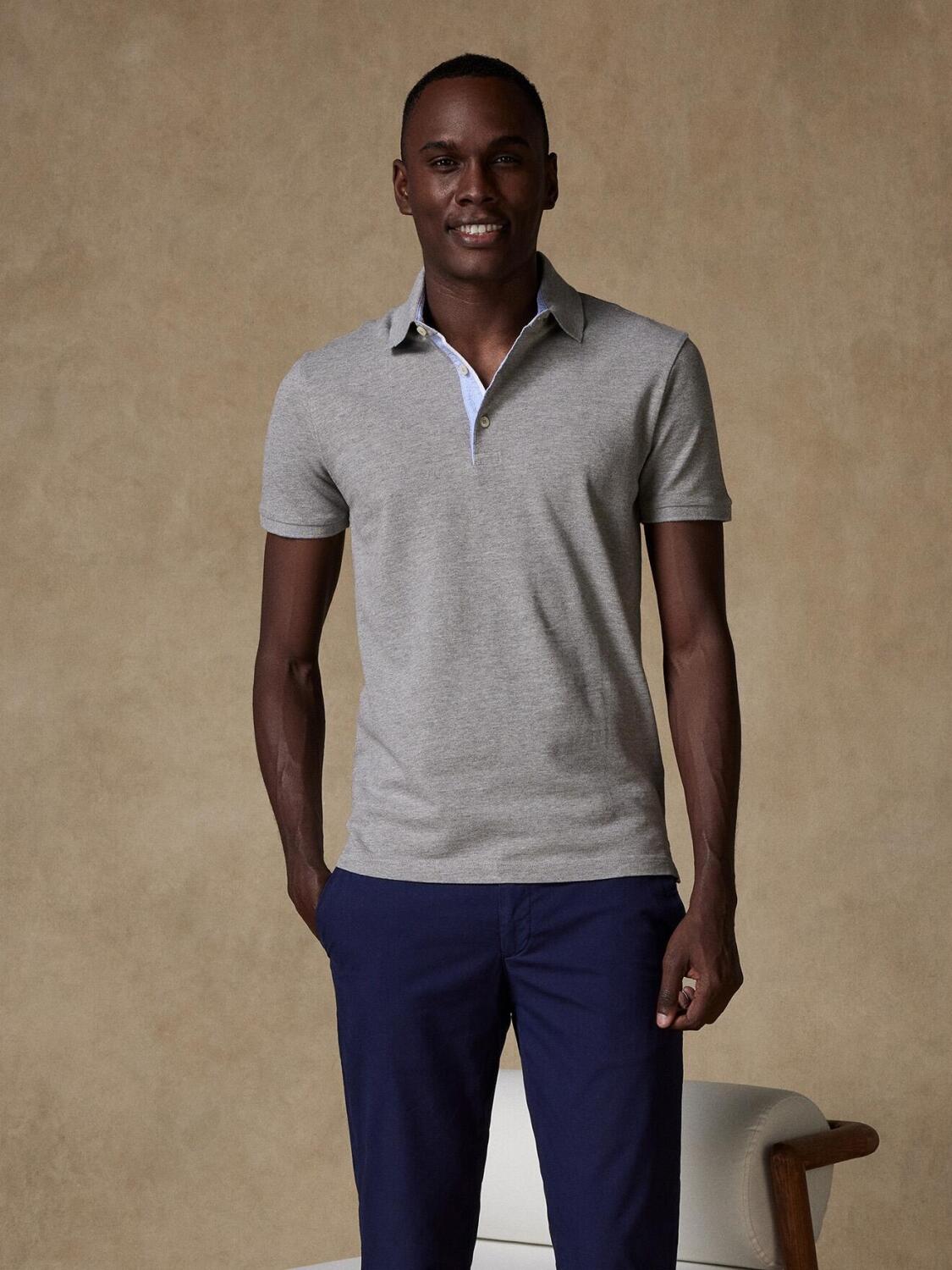 Steve polo in grijs piqué