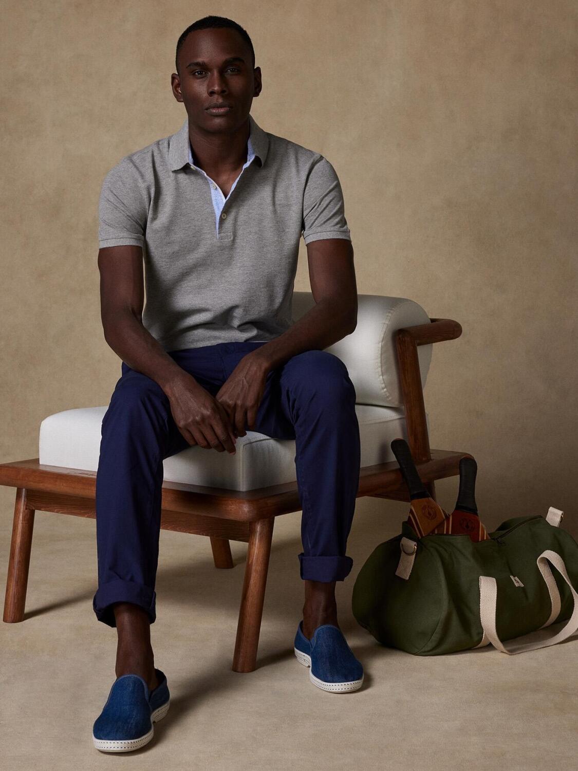 Steve polo in grijs piqué