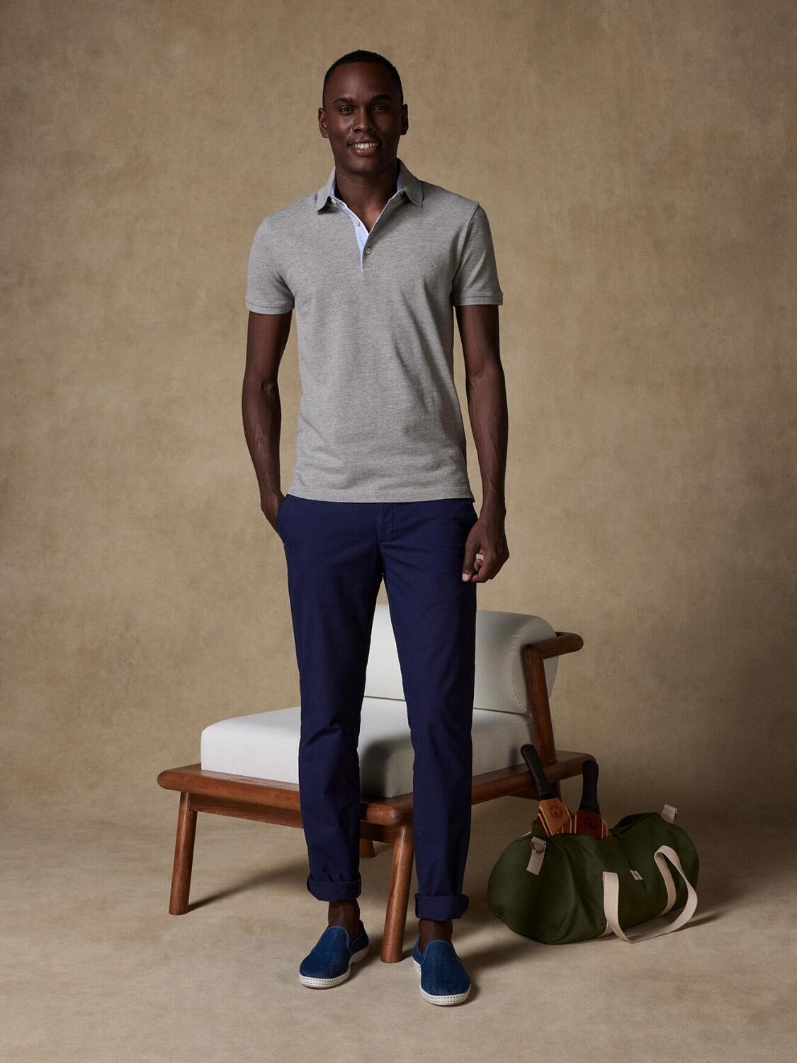 Steve polo in grijs piqué