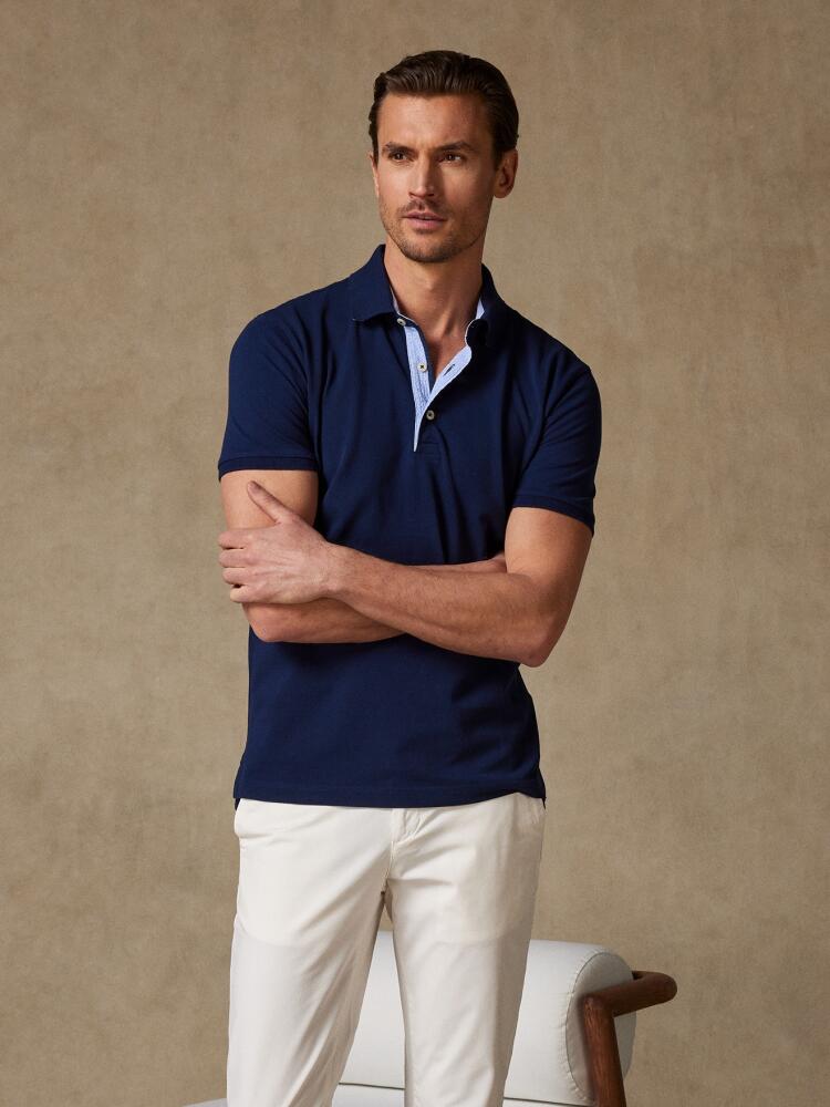 Steve polo in marine piqué