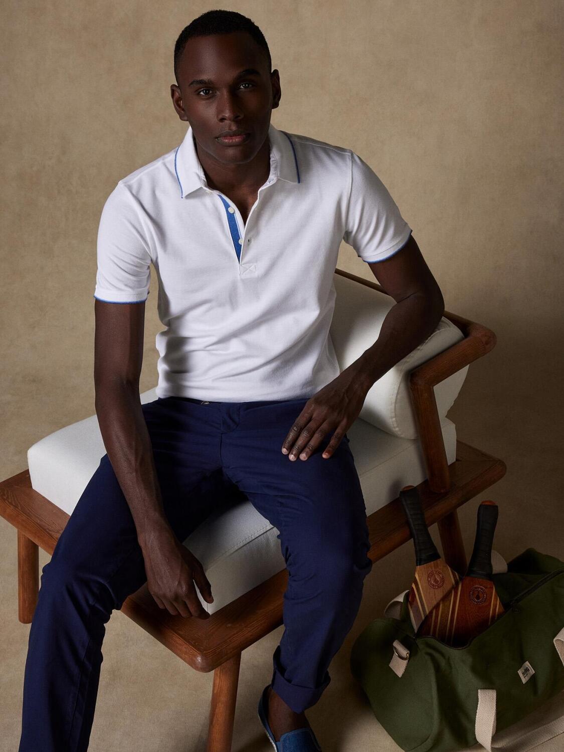 Polo Swan en piqué blanco