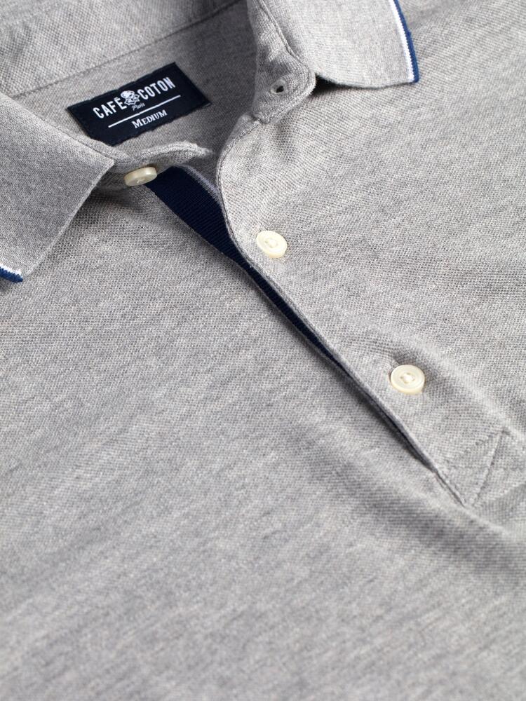 Polo Swan en piqué gris chiné