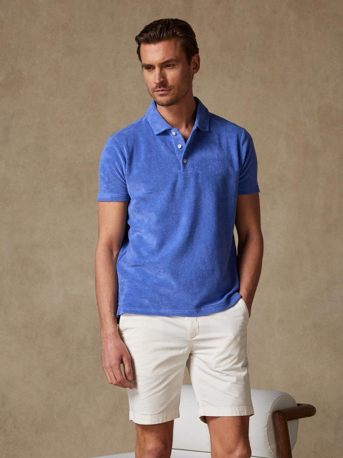 Terry polo in blue terry cloth