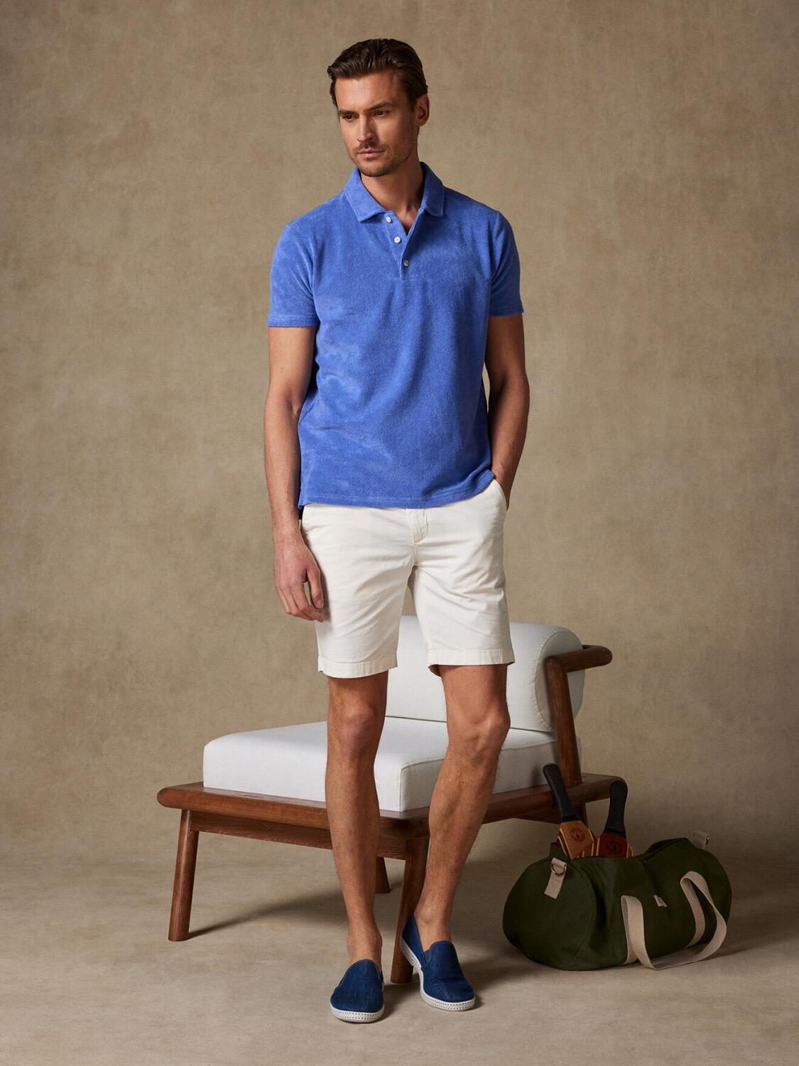 Terry polo in blue terry cloth