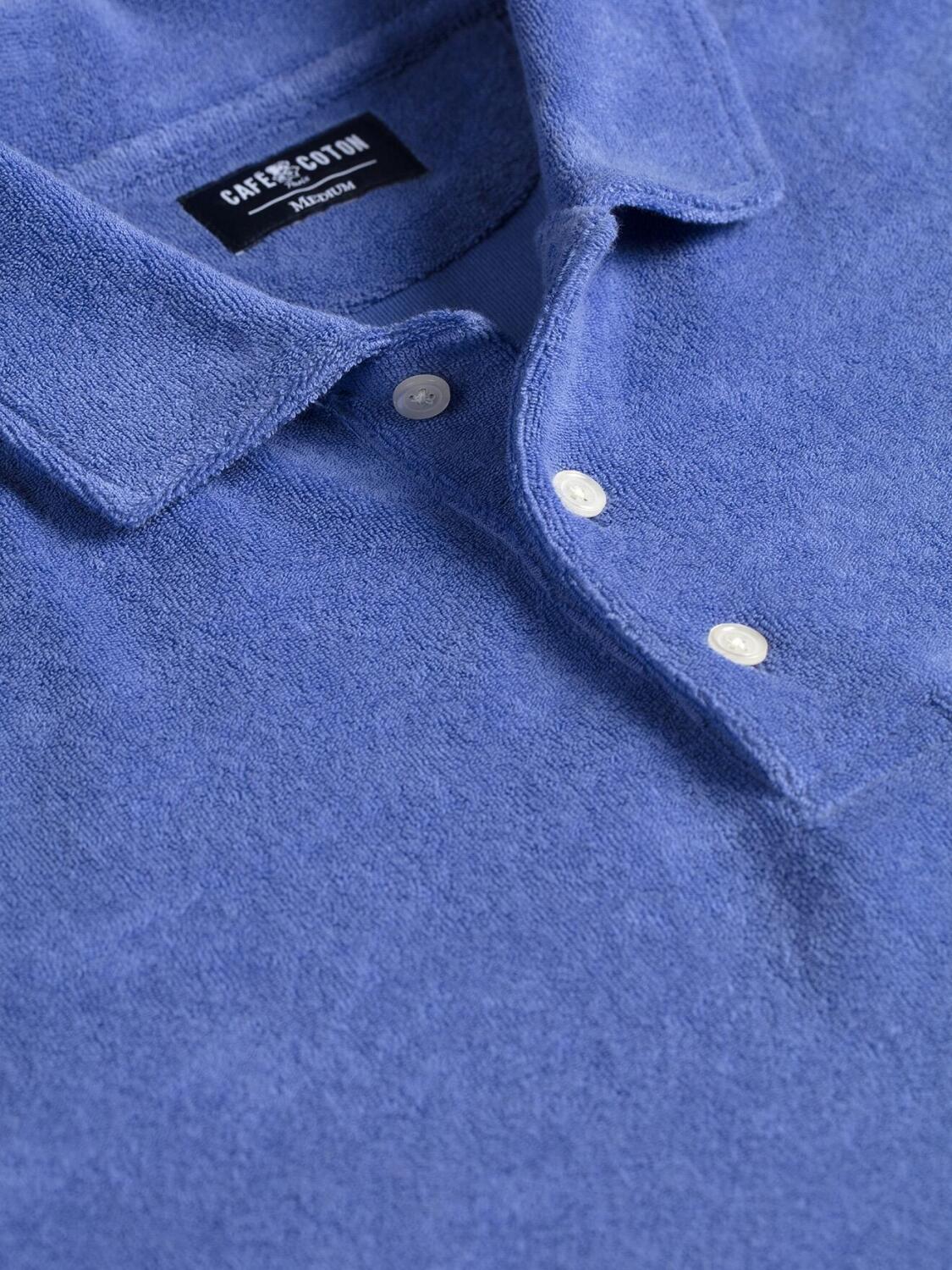 Terry polo in blue terry cloth