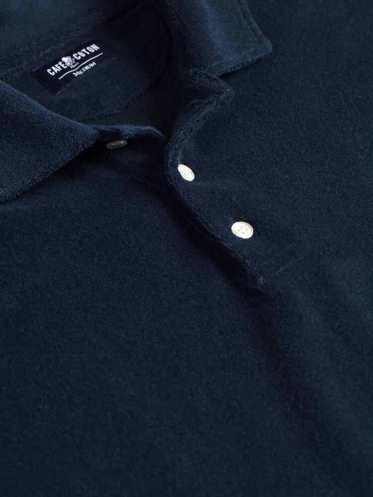 Terry polo in navy terry cloth