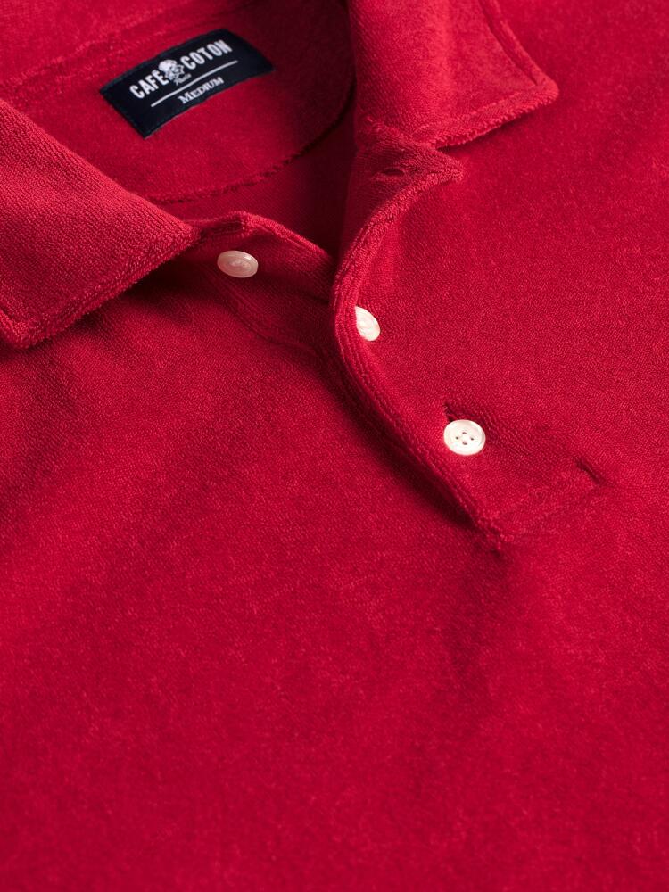 Terry polo in red terry cloth