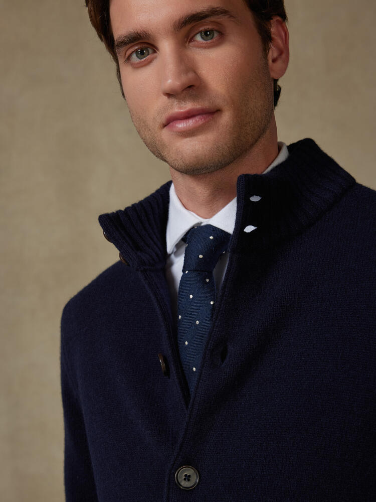 Cardigan Ashton in lana d’agnello blu navy