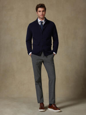 Cardigan Ashton in lana d’agnello blu navy