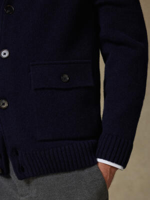 Cardigan Ashton in lana d’agnello blu navy