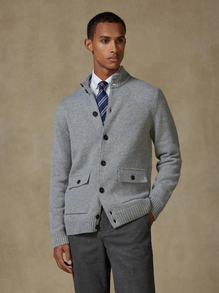 Cardigan Ashton in lana d’agnello grigio