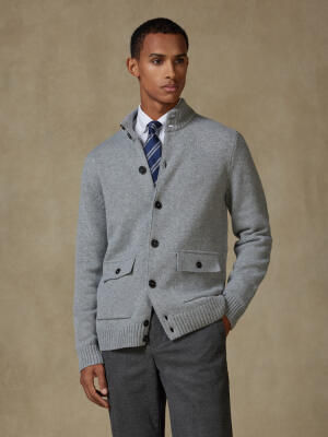 Cardigan Ashton in lana d’agnello grigio
