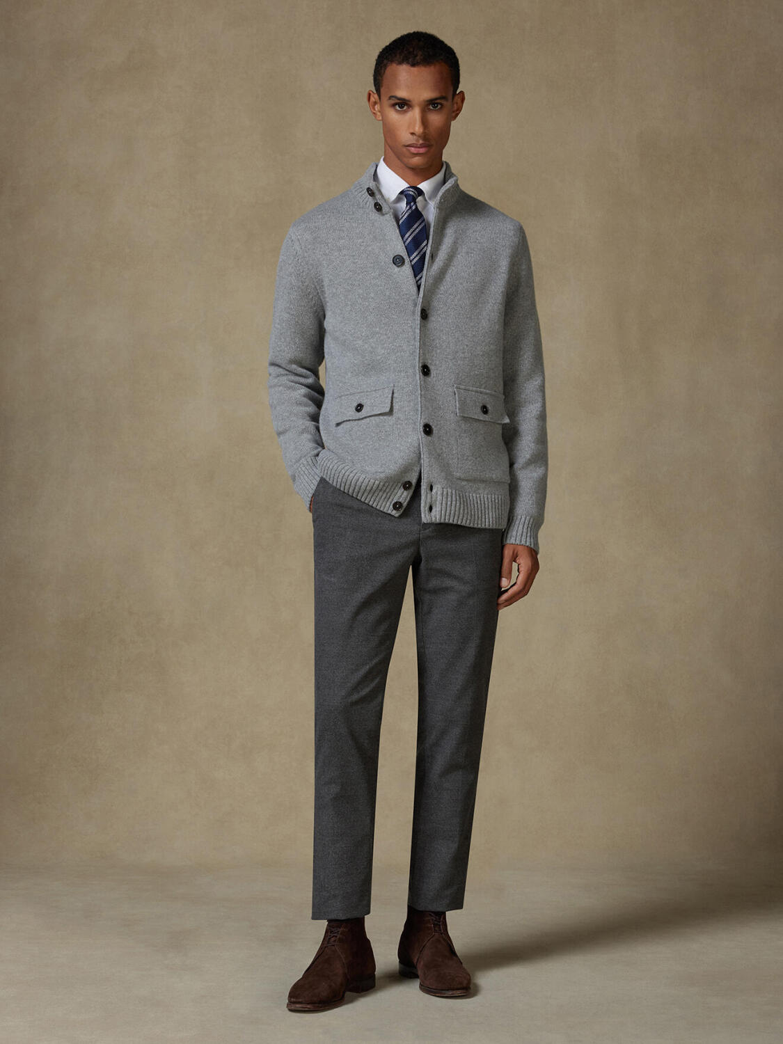 Cardigan Ashton in lana d’agnello grigio