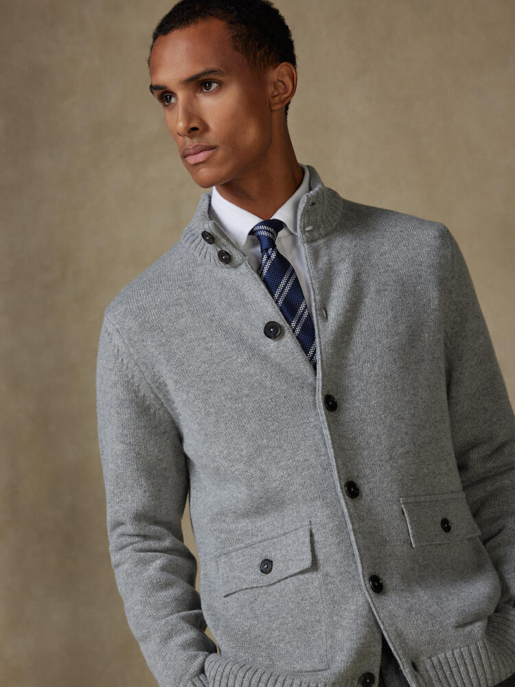 Cardigan Ashton in lana d’agnello grigio