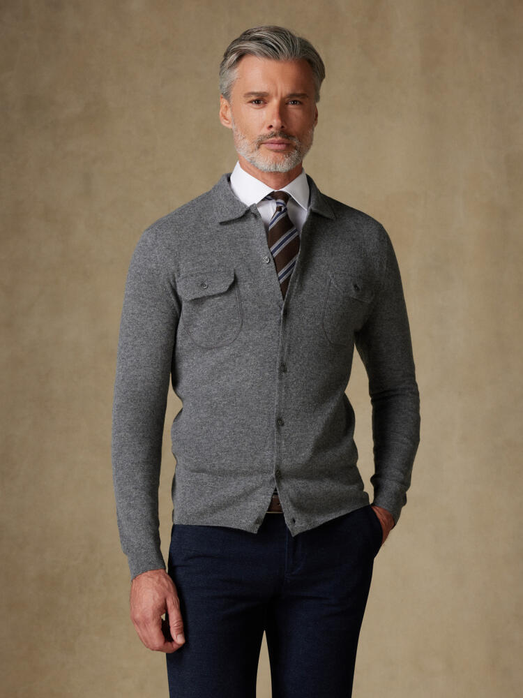 Cardigan Dan en lambswool gris