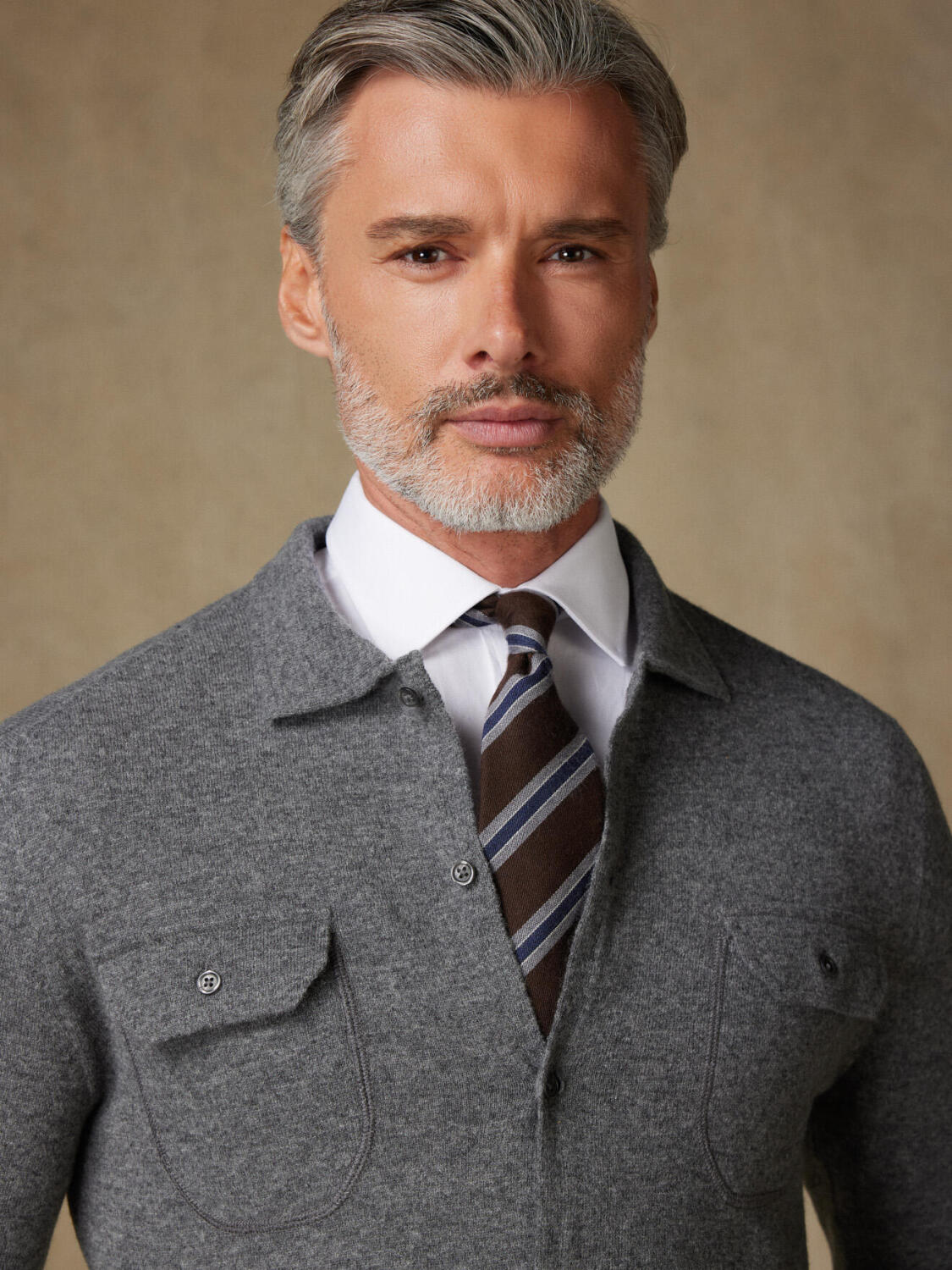 Dan Cardigan in grey lambswool