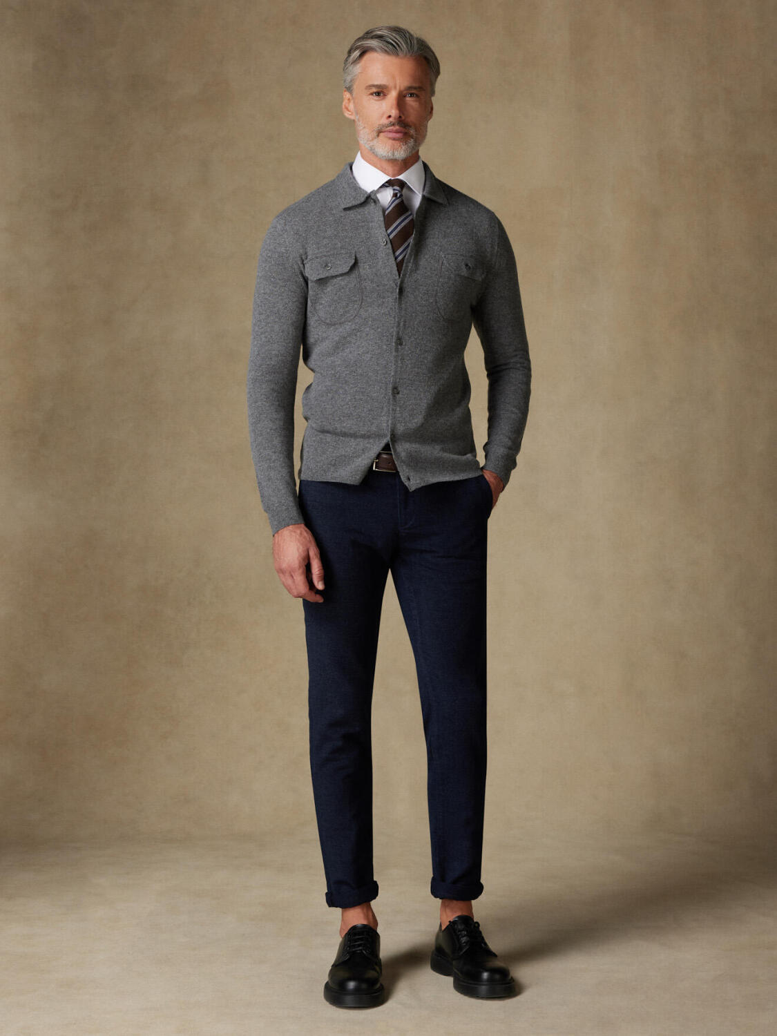 Dan Cardigan in grey lambswool