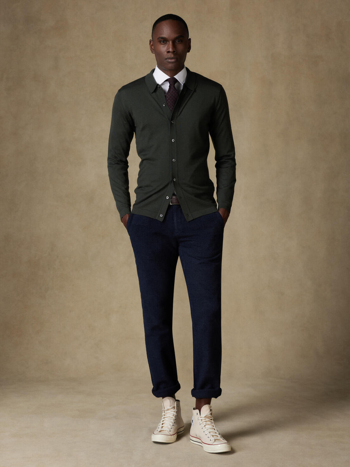 Cardigan Paige en mérinos kaki