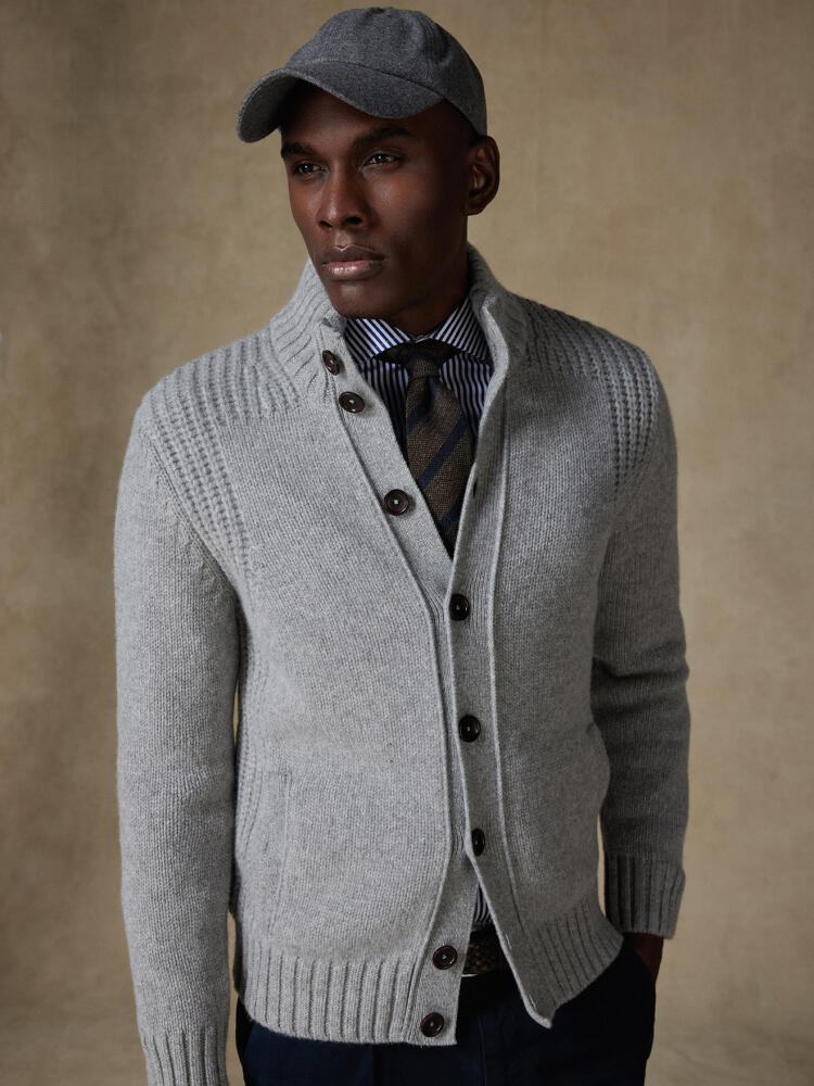 Ray cardigan in grey lambswool