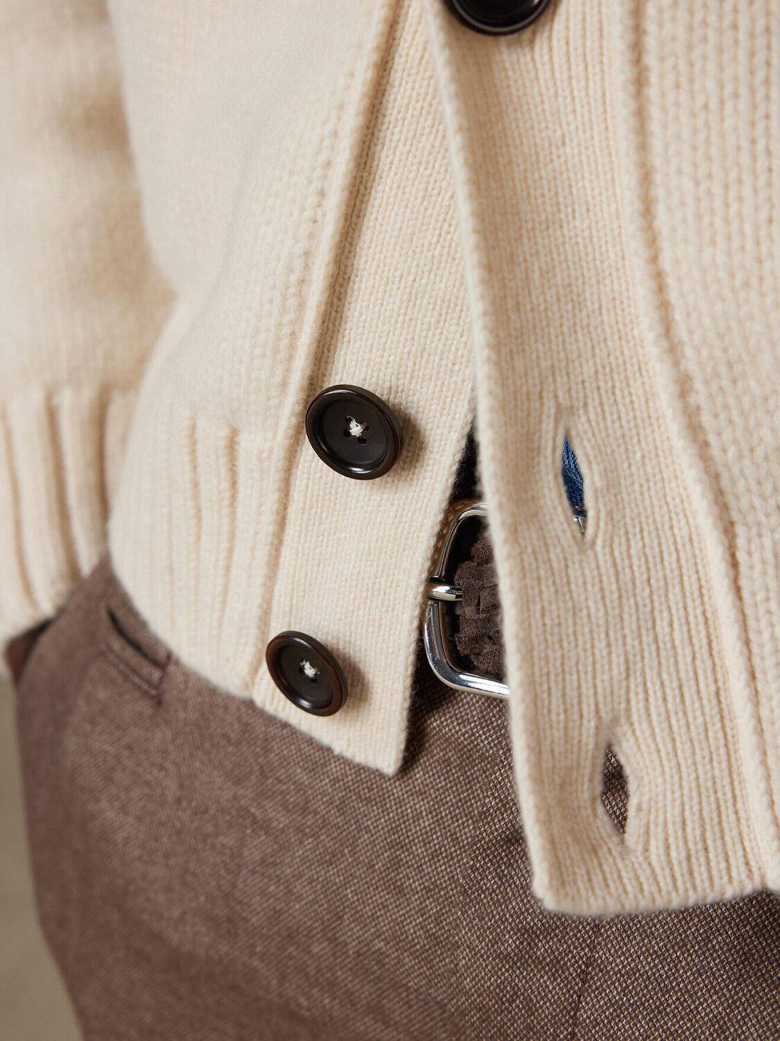 Cardigan Ray en lambswool &eacute;cru