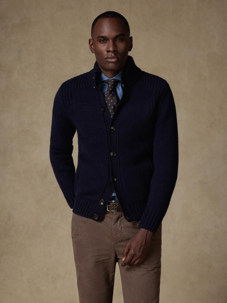 Ray cardigan in navy lambswool