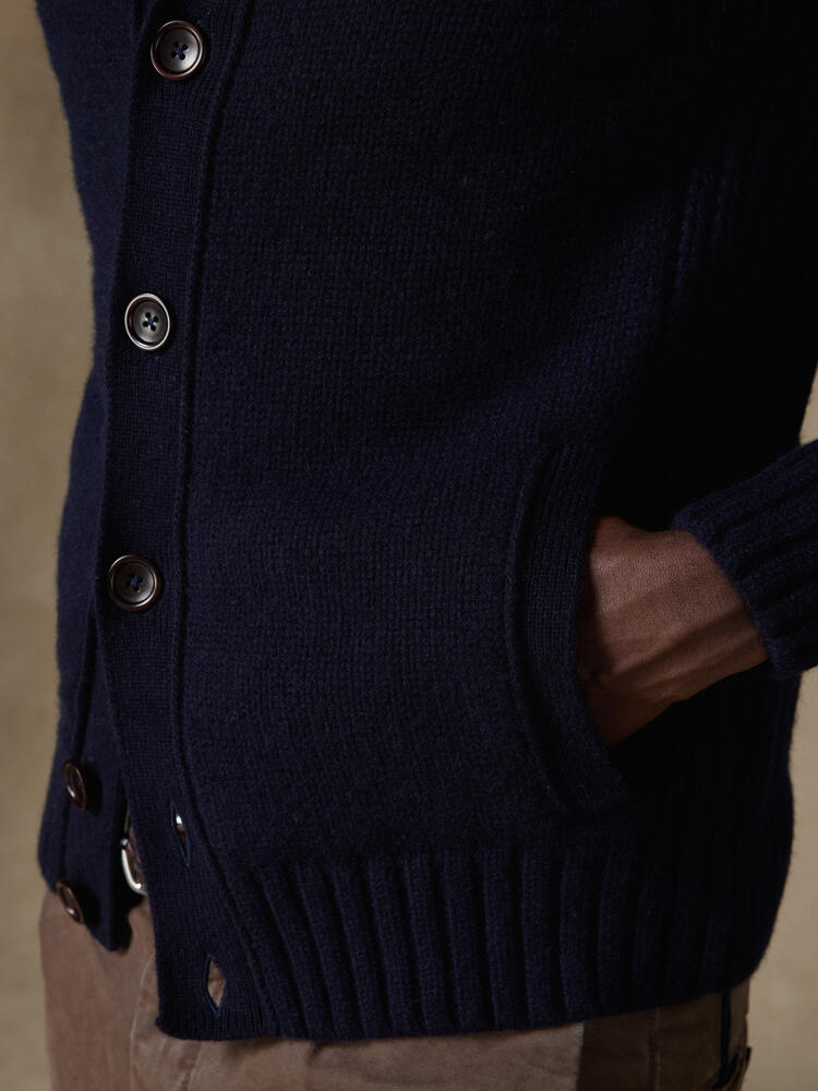 Ray cardigan in navy lambswool