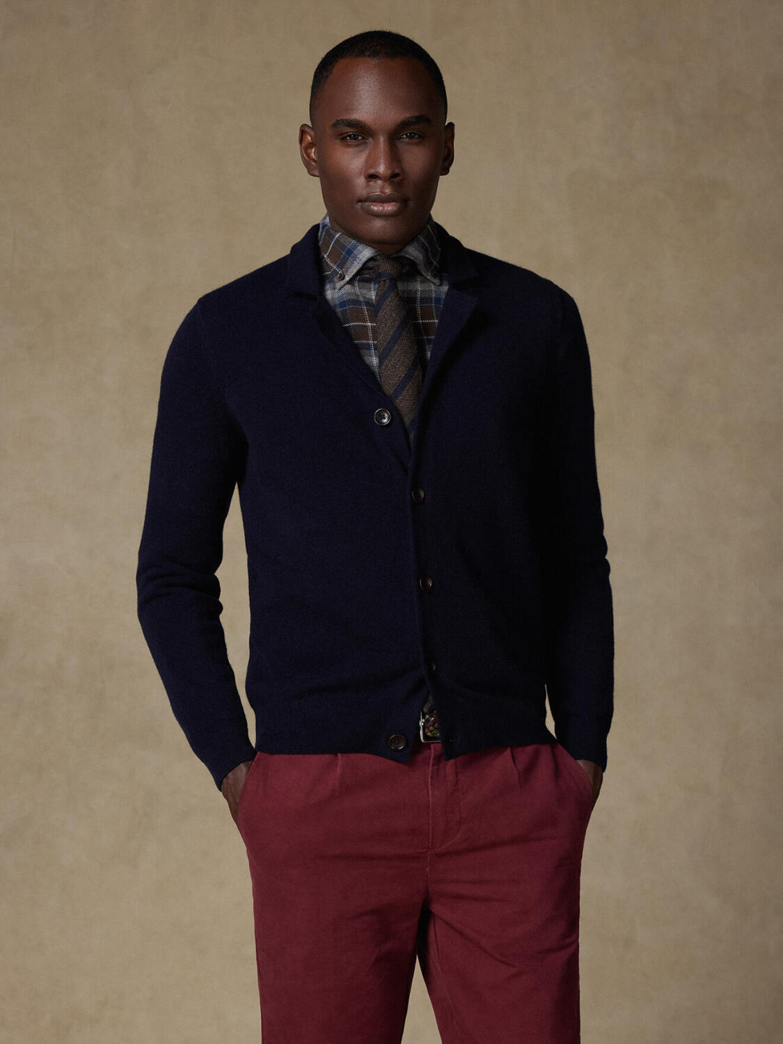 Robin cardigan in navy lambswool