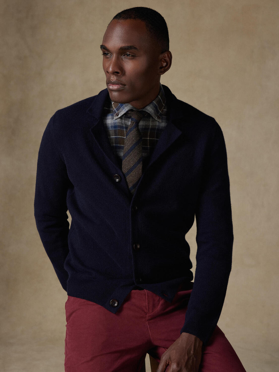 Robin cardigan in navy lambswool