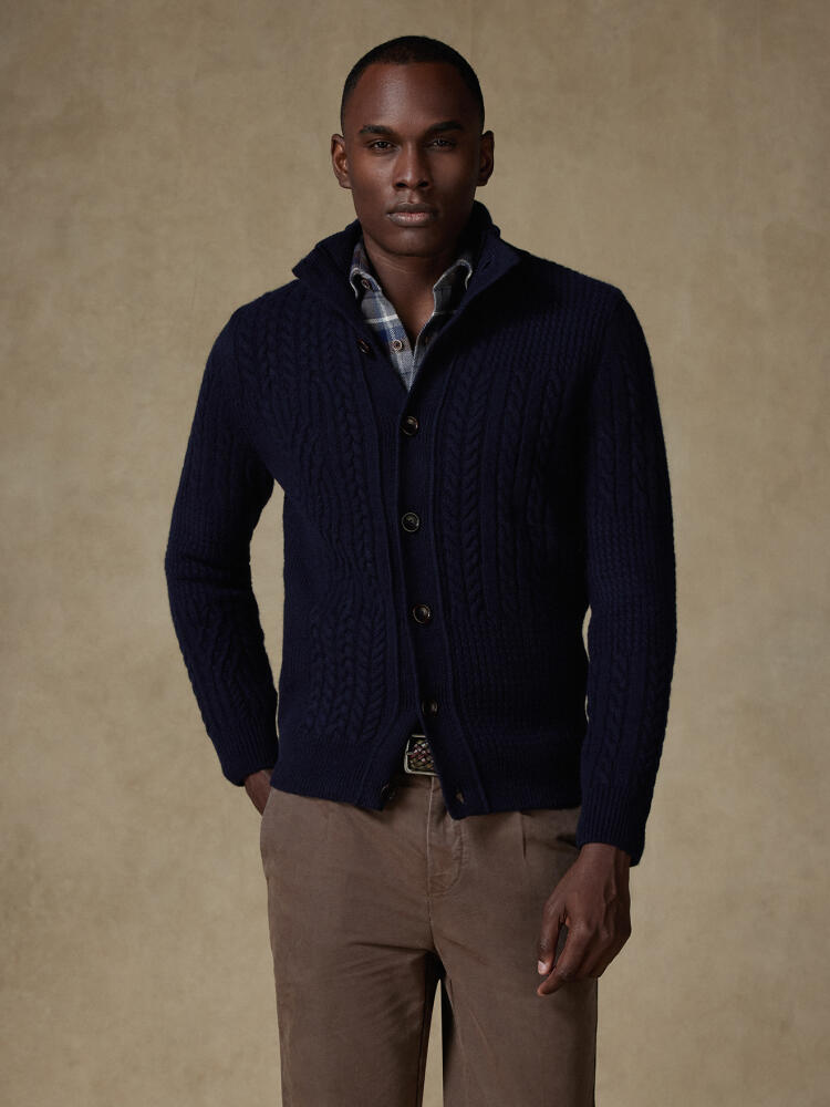 Stefan cardigan in navy lambswool