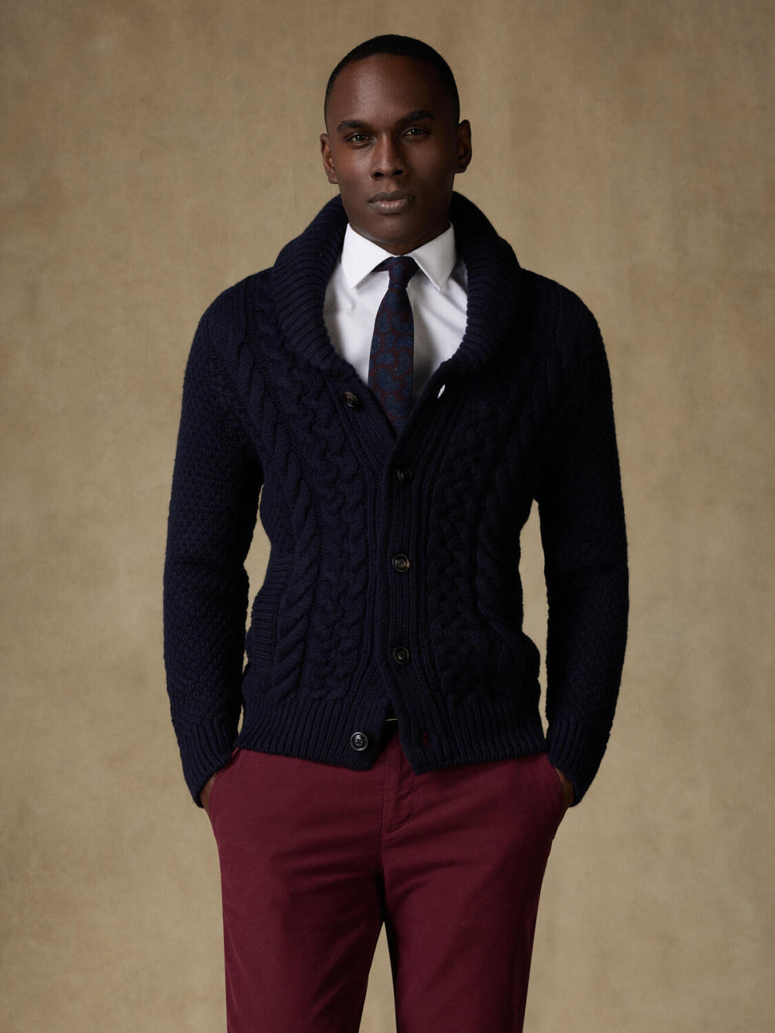 Cardigan torsad&eacute; Arthur marine