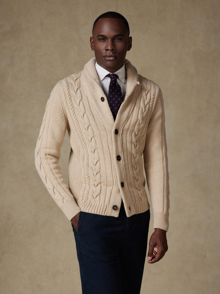 Pat cardigan in beige lambswool