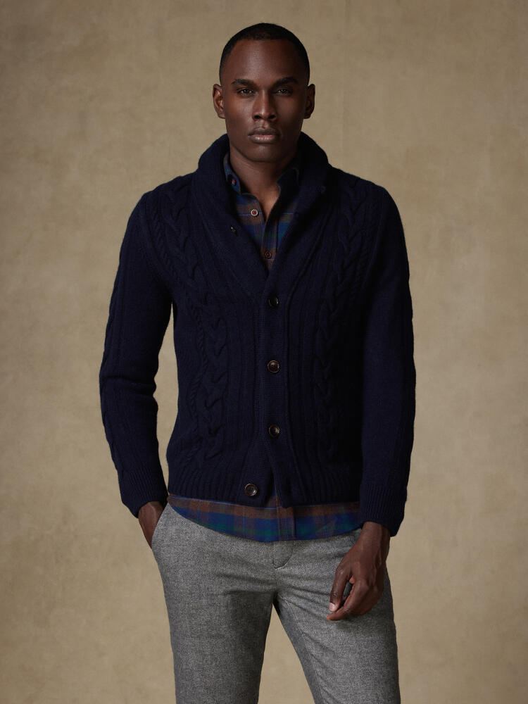 Pat cardigan in navy lambswool