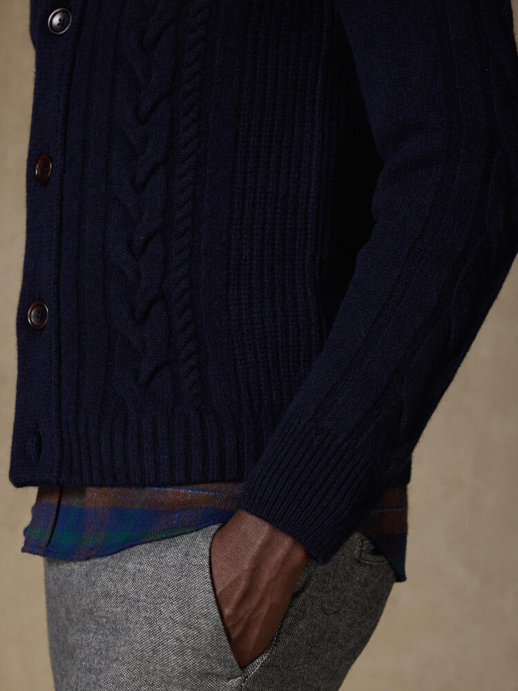 Pat cardigan in navy lambswool