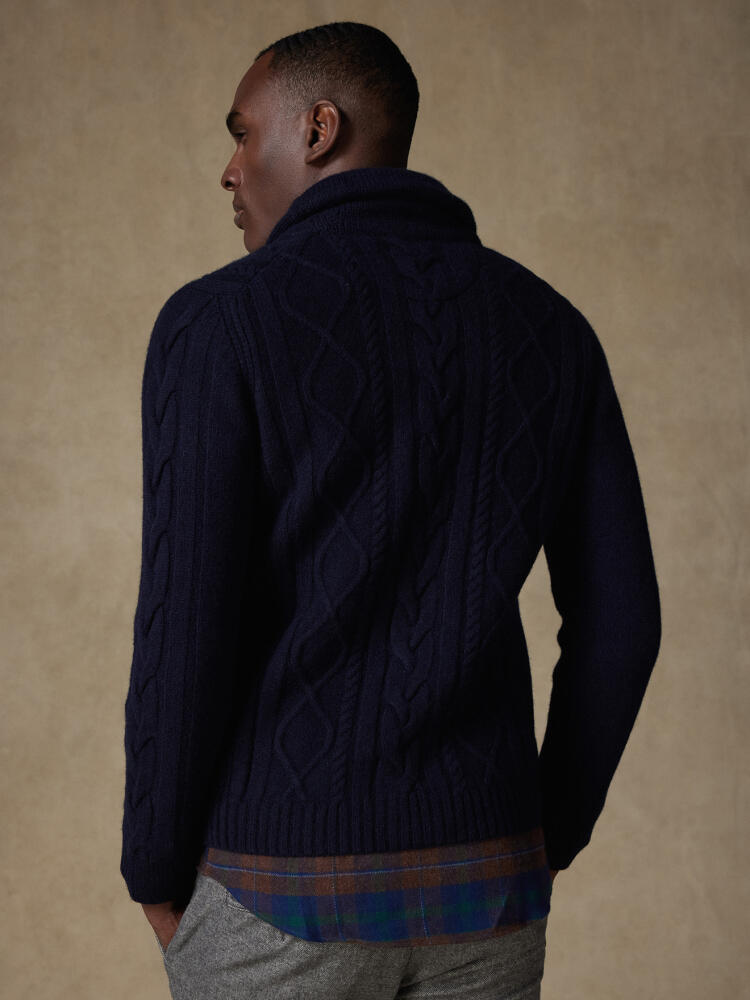 Pat cardigan in navy lambswool