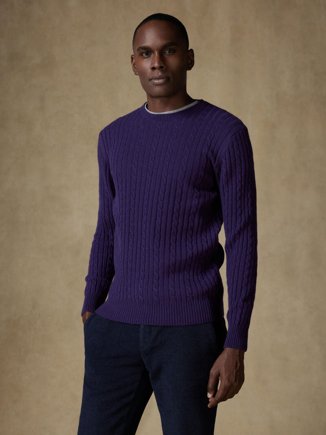 Paarse Dustin gedraaide ronde hals