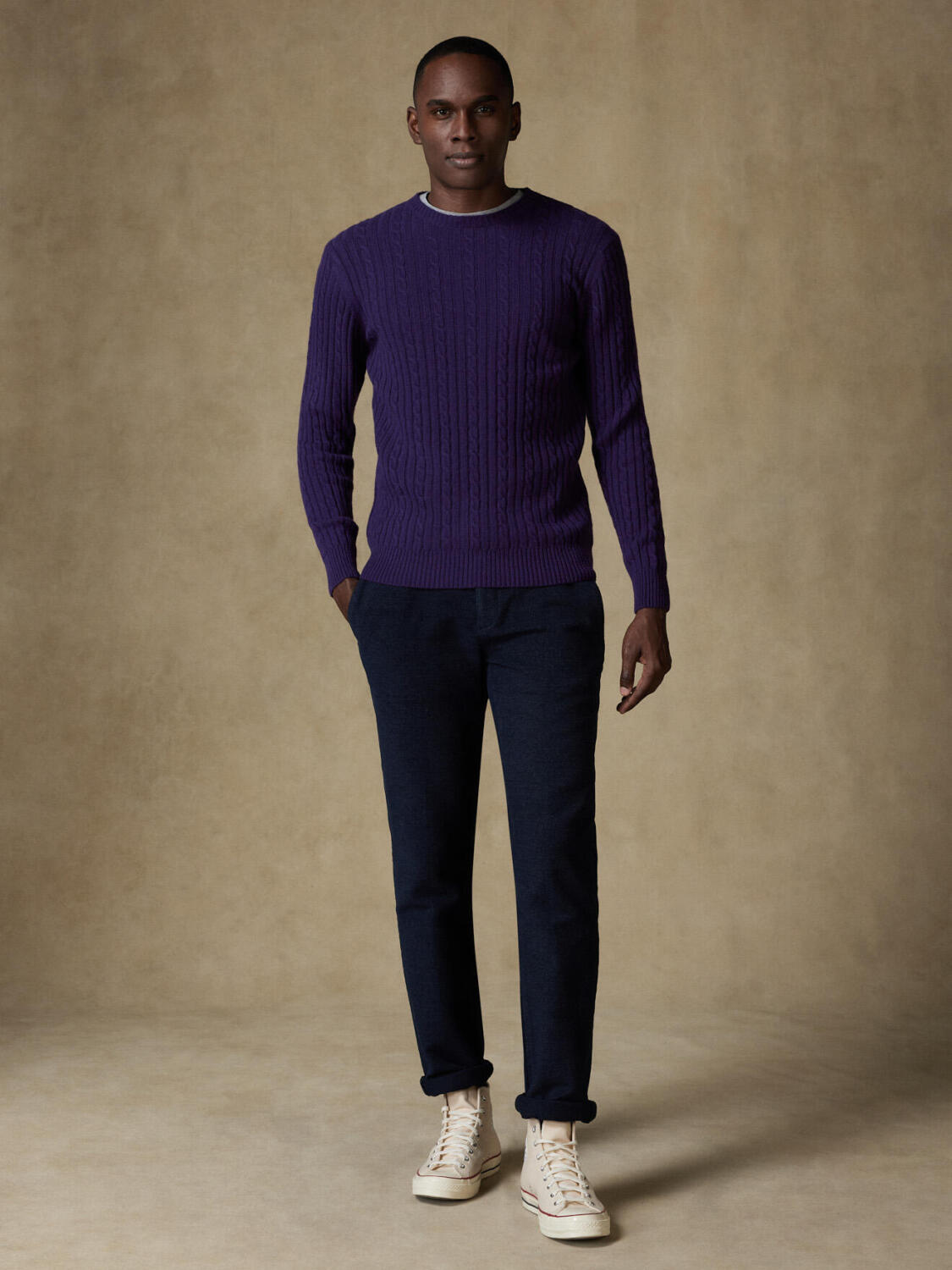 Paarse Dustin gedraaide ronde hals