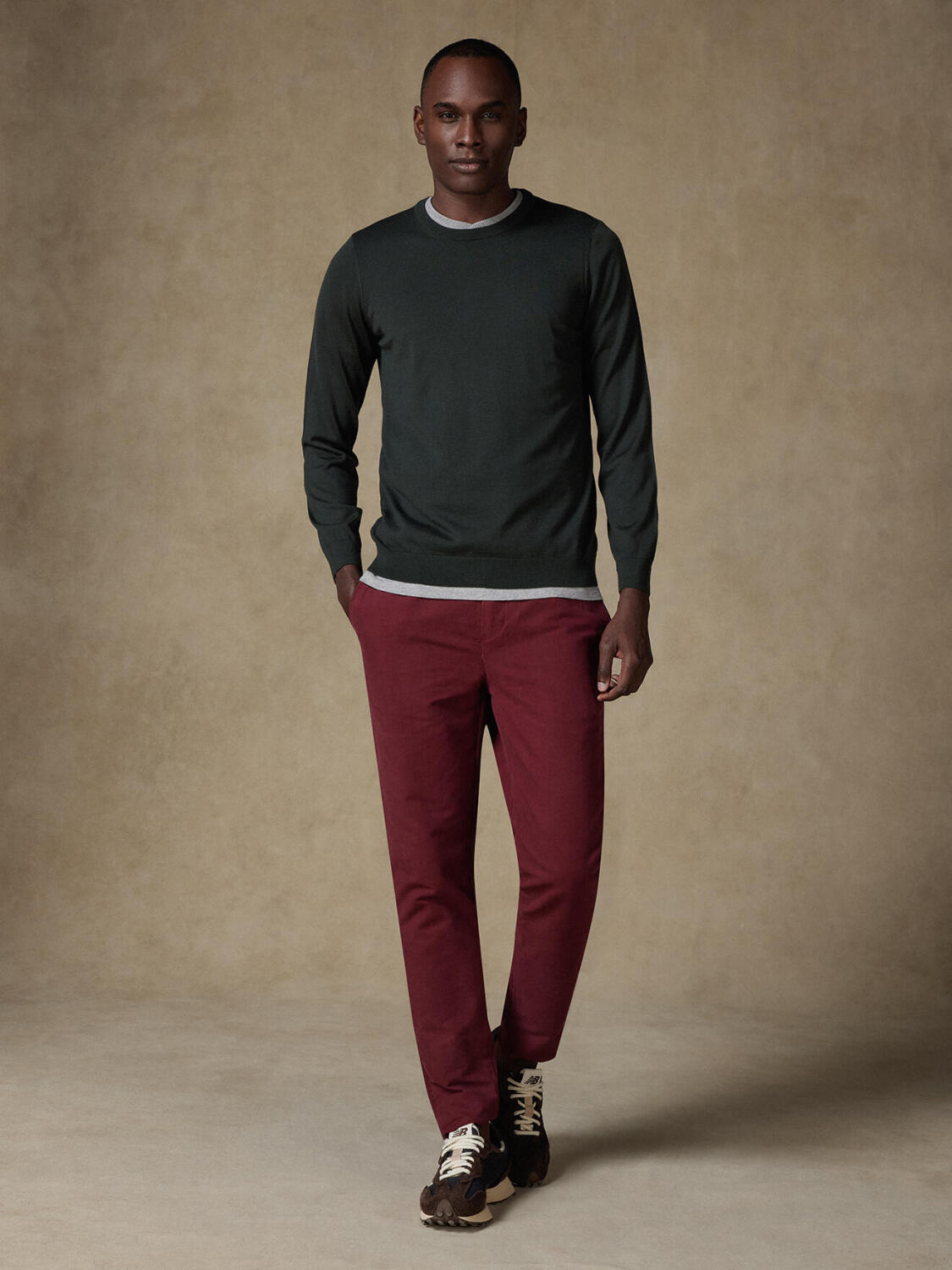 Russel round neck in khaki merino