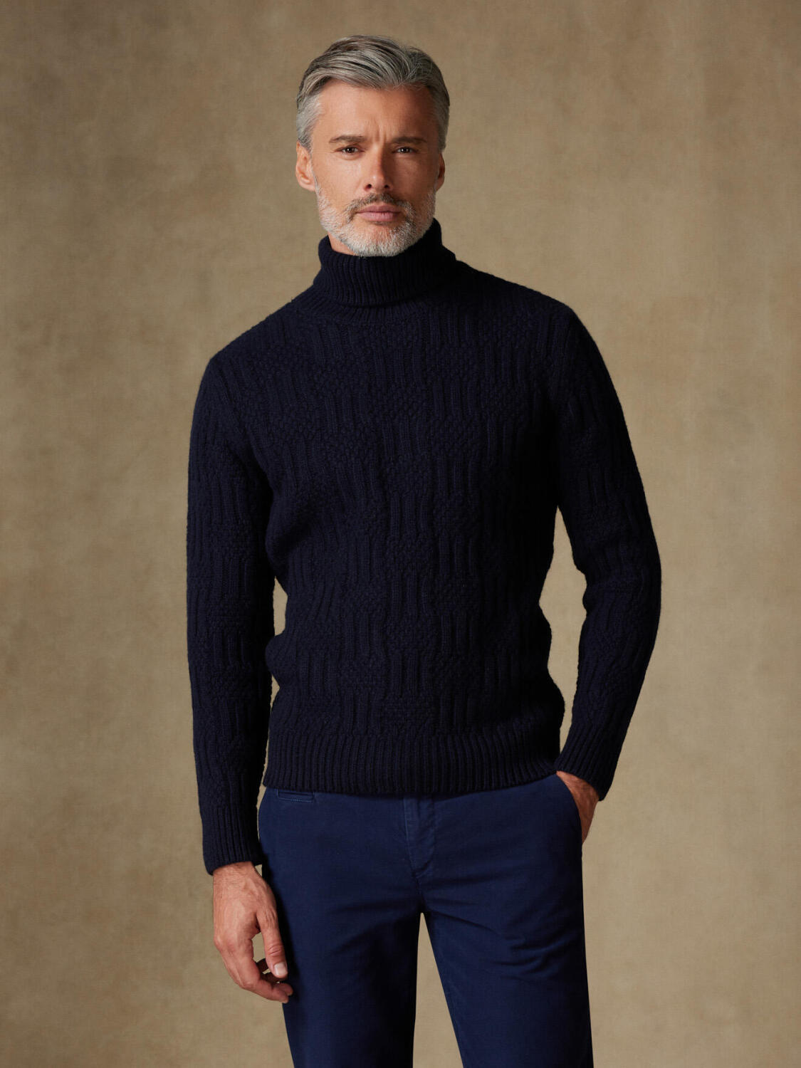 Alex navy structured turtleneck