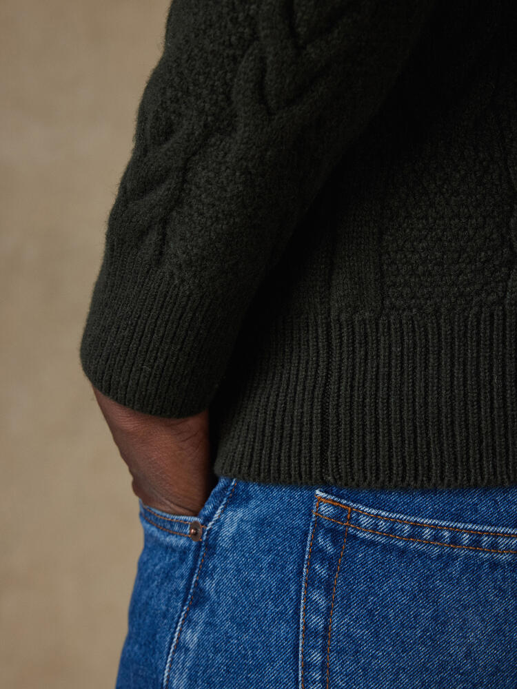 Berny Rollkragenpullover aus khakifarbenem Lambswool