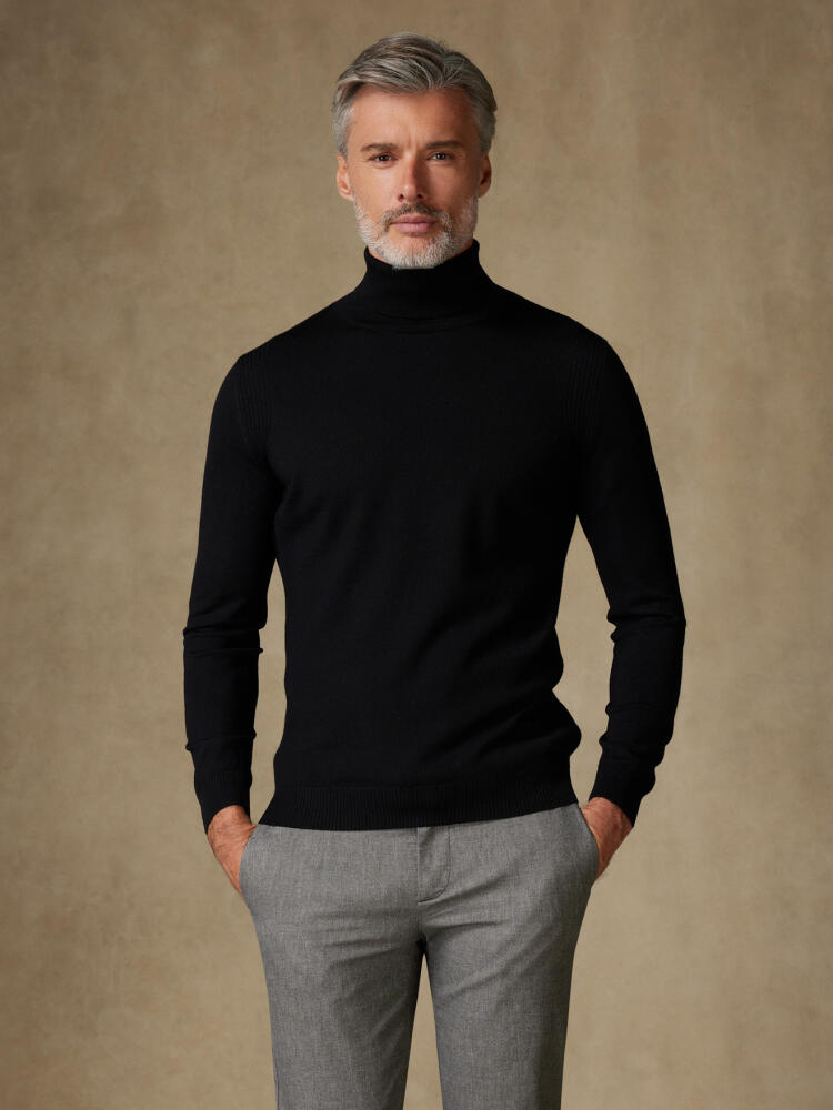 Edward Rollkragenpullover aus schwarzem Merino