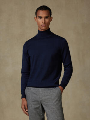 Dolcevita Edward in lana merino blu navy