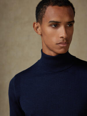 Dolcevita Edward in lana merino blu navy