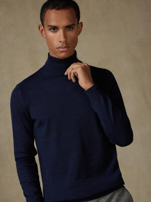 Dolcevita Edward in lana merino blu navy