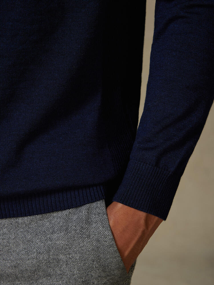 Dolcevita Edward in lana merino blu navy