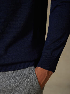 Dolcevita Edward in lana merino blu navy