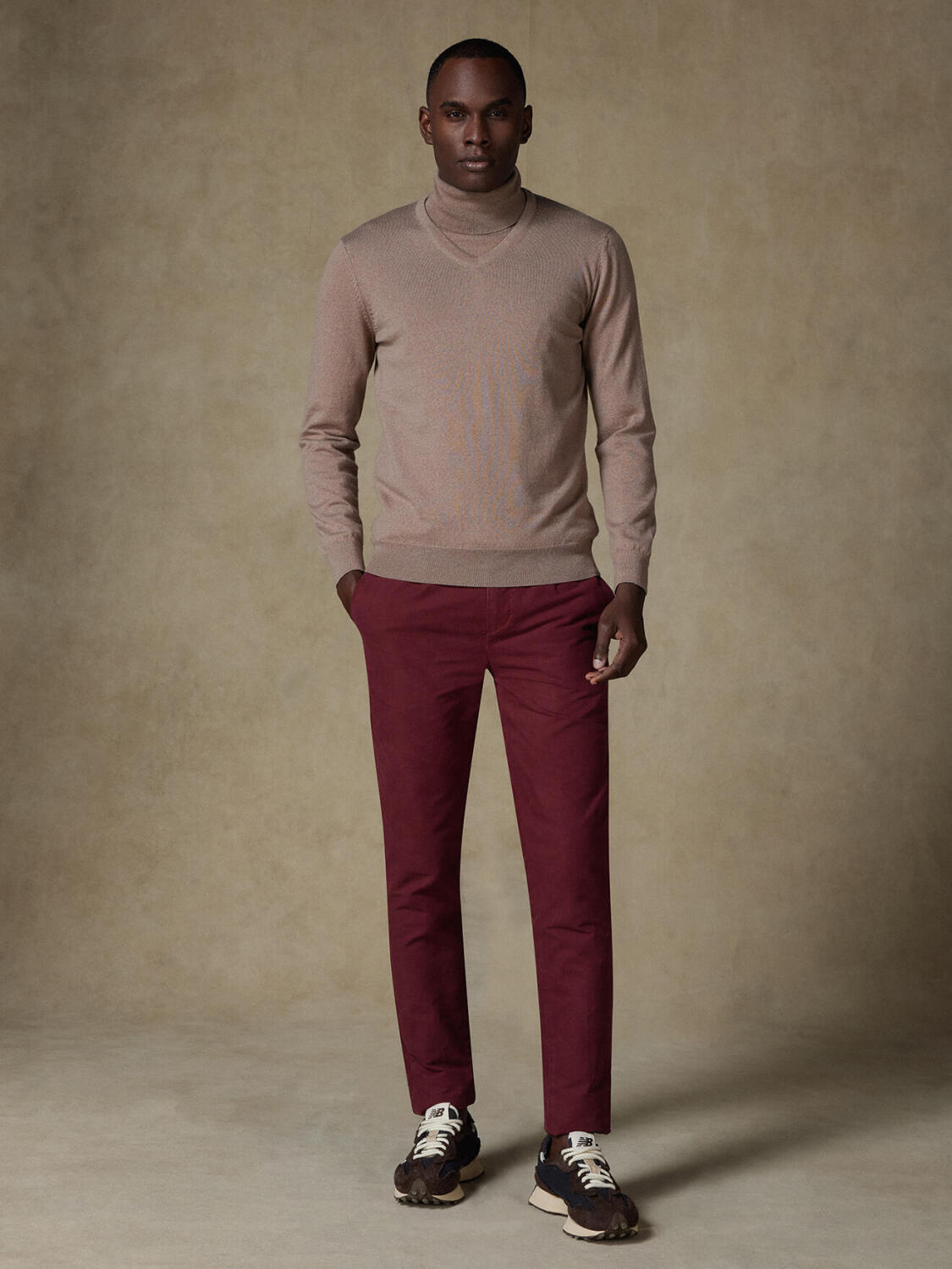 Dylan scollo a V in merino marrone