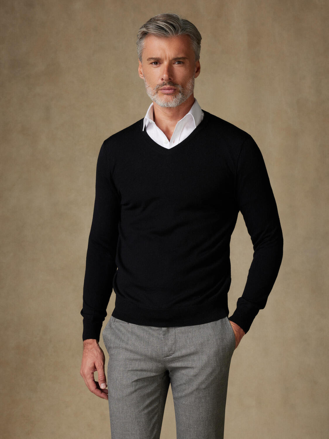 Col V Dylan en mérinos noir